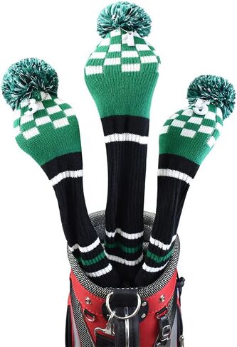 Stripes Knitted Golf Club Head Covers 3 Piece Set 1 3 5 Driver and Fairway HeadCovers Fits 460cc Drivers in Saudi Arabia