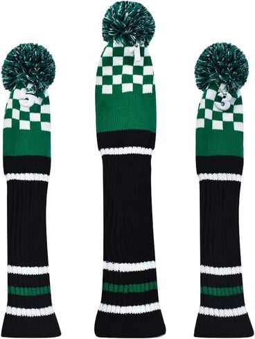 Stripes Knitted Golf Club Head Covers 3 Piece Set 1 3 5 Driver and Fairway HeadCovers Fits 460cc Drivers in Saudi Arabia