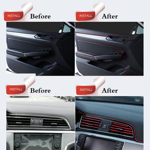 Car Interior Trim Strips,3D DIY Car Interior Moulding Trim,Car Decorative Filler Insert Strips,Universal Car Door Dashboard Strip Interior Trim Auto Air Conditioner Strip (Gold) in Saudi Arabia