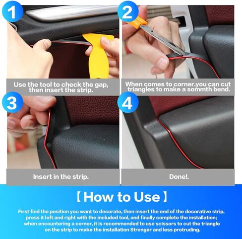 Car Interior Trim Strips,3D DIY Car Interior Moulding Trim,Car Decorative Filler Insert Strips,Universal Car Door Dashboard Strip Interior Trim Auto Air Conditioner Strip (Gold) in Saudi Arabia