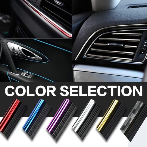 Car Interior Trim Strips,3D DIY Car Interior Moulding Trim,Car Decorative Filler Insert Strips,Universal Car Door Dashboard Strip Interior Trim Auto Air Conditioner Strip (Gold) in Saudi Arabia