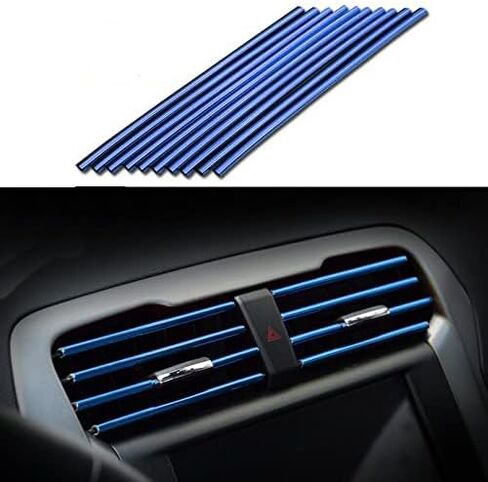 Car Air Conditioner Vent Outlet Trim Strip DIY Decoration Chrome Trim Strip Line Car Shiny Accessories 10PCS (Blue) in Saudi Arabia