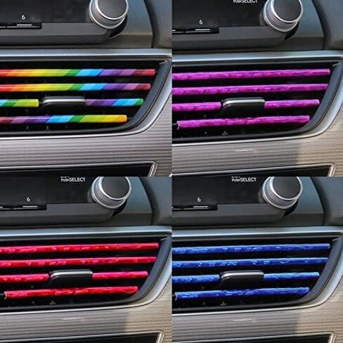 Car Air Conditioner Vent Outlet Trim Strip DIY Decoration Chrome Trim Strip Line Car Shiny Accessories 10PCS (Blue) in Saudi Arabia
