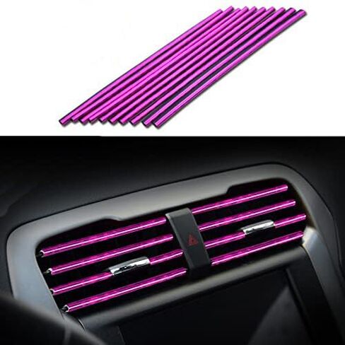 Car Air Conditioner Vent Outlet Trim Strip DIY Decoration Chrome Trim Strip Line Car Shiny Accessories 10PCS (Blue) in Saudi Arabia