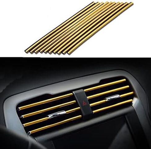 Car Air Conditioner Vent Outlet Trim Strip DIY Decoration Chrome Trim Strip Line Car Shiny Accessories 10PCS (Blue) in Saudi Arabia