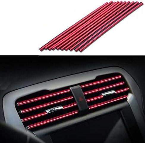 Car Air Conditioner Vent Outlet Trim Strip DIY Decoration Chrome Trim Strip Line Car Shiny Accessories 10PCS (Blue) in Saudi Arabia