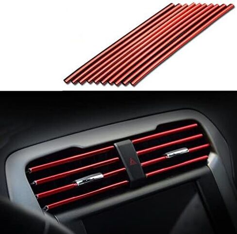Car Air Conditioner Vent Outlet Trim Strip DIY Decoration Chrome Trim Strip Line Car Shiny Accessories 10PCS (Blue) in Saudi Arabia
