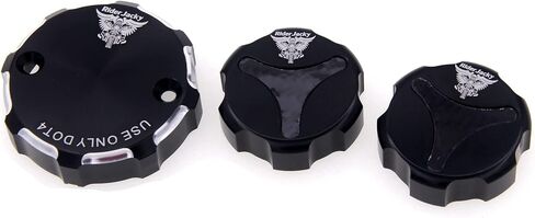 ل Ducati 848/EVO 2008-2013 2009 2010 2011 2012 CNC الألومنيوم دراجة نارية دواسة فرامل أمامية وخلفية خزان سائل الفرامل غطاء غطاء (أسود مع شعار) in Saudi Arabia