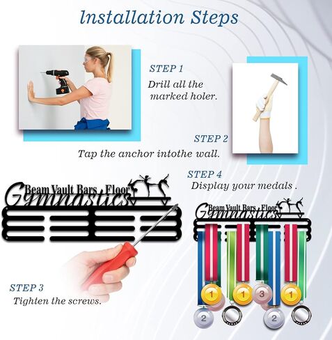 PH PandaHall Medal Hanger Holder Display Rack Gymnastics Medal Hanger Awards Ribbon Cheer 3 Lines Sport Award Rack Wall Mount Metal Frame for Over 50 Medals Necklace Jewelry 15.75 Inch in Kuwait
