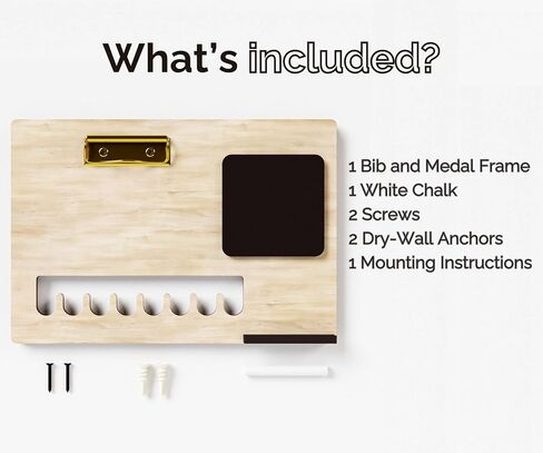 عرض شماعة ميدالية خشبية من LuxWood للعدائين ومريلة السباق وحامل الصور مع سبورة الطباشير، وعرض حامل ميدالية الماراثون | تحمل ما يصل إلى 24 ميدالية و80 صدرية سباق in Kuwait