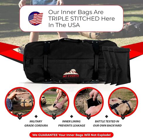 Sandbag Workout Bag & Sandbag Kettlebell Set - Heavy Duty Functional Triple Stitched Fitness Sandbags Made from 1050 Cordura with 8 Thick Foam Padded Handles & 3 Inner Bags in Saudi Arabia