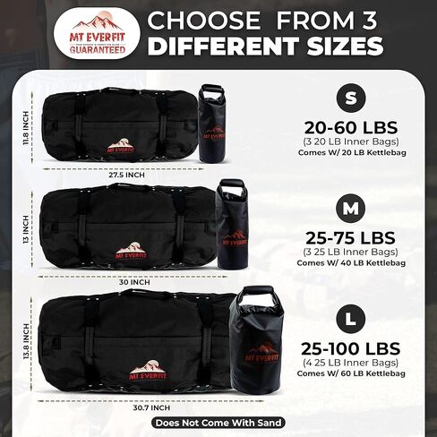 Sandbag Workout Bag & Sandbag Kettlebell Set - Heavy Duty Functional Triple Stitched Fitness Sandbags Made from 1050 Cordura with 8 Thick Foam Padded Handles & 3 Inner Bags in Saudi Arabia