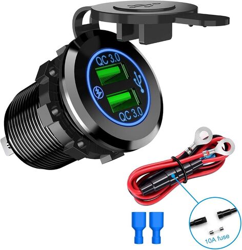 Nilight مقبس الشحن السريع PD النوع C وQC3.0 شاحن USB مزدوج 12 فولت 24 فولت مخرج سيارة على مفتاح اللمس مجموعة أسلاك منصهرة للسيارات والشاحنات RVs المعسكرات، ضمان لمدة عامين in Saudi Arabia