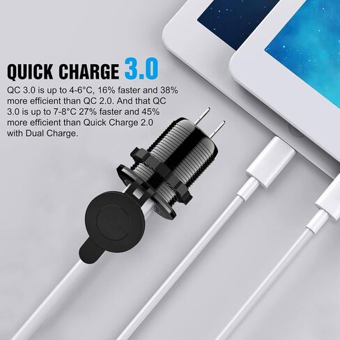 Nilight مقبس الشحن السريع PD النوع C وQC3.0 شاحن USB مزدوج 12 فولت 24 فولت مخرج سيارة على مفتاح اللمس مجموعة أسلاك منصهرة للسيارات والشاحنات RVs المعسكرات، ضمان لمدة عامين in Saudi Arabia