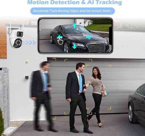 GUOANVISION Security Camera,Dual Lens Linkage Surveillance Camera Wireless Bluetooth 6MP PTZ Outdoor Camera,IP66 Waterproof,2.4G WiFi, Auto Tracking&Detection,Color Night Vision,Two-Way Audio in Saudi Arabia