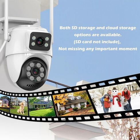 GUOANVISION Security Camera,Dual Lens Linkage Surveillance Camera Wireless Bluetooth 6MP PTZ Outdoor Camera,IP66 Waterproof,2.4G WiFi, Auto Tracking&Detection,Color Night Vision,Two-Way Audio in Saudi Arabia