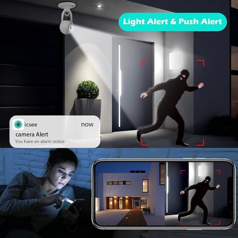 6MP UHD Bulb Security Cameras,2.4GHz Dual Lens 360°Security Camera Wireless Indoor Outdoor Light Bulbs Camera,Full Color Night, Motion Detection,Message Alert,24/7 Recording, SD/Cloud in Kuwait