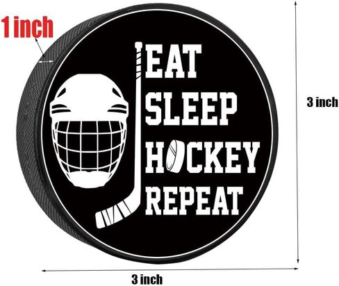 Lanxitown قطعتان من كرات الهوكي السوداء كرات هوكي الجليد لممارسة التدريب الكلاسيكي ومعدات تدريب الهوكي، هدايا الهوكي بقطر 3 بوصات وسمك 1 بوصة in Kuwait