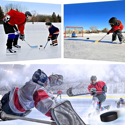 Lanxitown قطعتان من كرات الهوكي السوداء كرات هوكي الجليد لممارسة التدريب الكلاسيكي ومعدات تدريب الهوكي، هدايا الهوكي بقطر 3 بوصات وسمك 1 بوصة in Kuwait