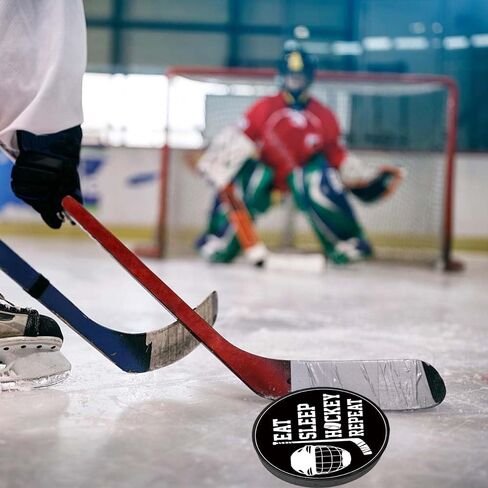 Lanxitown قطعتان من كرات الهوكي السوداء كرات هوكي الجليد لممارسة التدريب الكلاسيكي ومعدات تدريب الهوكي، هدايا الهوكي بقطر 3 بوصات وسمك 1 بوصة in Kuwait