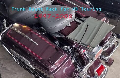 YHMOTO Trunk Mount Rack حزمة جولة قابلة للفصل متوافقة مع Harley Davidson Touring Electra Glide Road King Road Glide Razor Trunk رف الأمتعة القابل للفصل 1997-2008 (كروم) in Kuwait