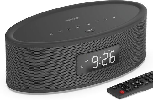 KEiiD Tabletop Bluetooth Speaker for Home Clock Radio with LED Alarm Clock, FM Radio, White Noise/Sounds Machine, USB, AUX, Aesthetic Style with Great Sound Performance, Auto Dimmer, Sleep Timer in Kuwait