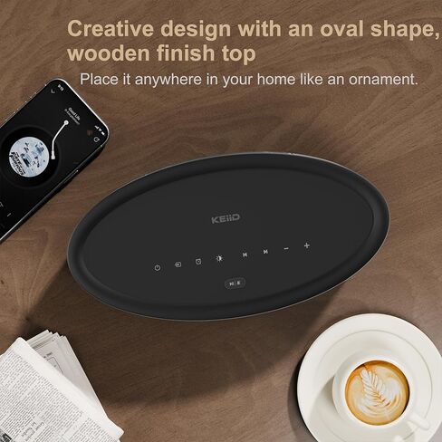KEiiD Tabletop Bluetooth Speaker for Home Clock Radio with LED Alarm Clock, FM Radio, White Noise/Sounds Machine, USB, AUX, Aesthetic Style with Great Sound Performance, Auto Dimmer, Sleep Timer in Kuwait