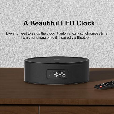 KEiiD Tabletop Bluetooth Speaker for Home Clock Radio with LED Alarm Clock, FM Radio, White Noise/Sounds Machine, USB, AUX, Aesthetic Style with Great Sound Performance, Auto Dimmer, Sleep Timer in Kuwait