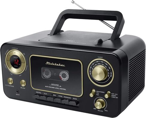 Studebaker SB2135RS Portable Stereo CD Player with AM/FM Radio and Cassette Player/Recorder in Red and Silver in Saudi Arabia