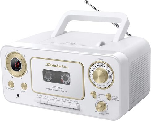 Studebaker SB2135RS Portable Stereo CD Player with AM/FM Radio and Cassette Player/Recorder in Red and Silver in Saudi Arabia