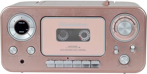 مشغل أقراص مضغوطة استيريو محمول من ستوديبيكر SB2135BG مع راديو AM/FM ومشغل/مسجل كاسيت (ذهبي أسود) in Kuwait