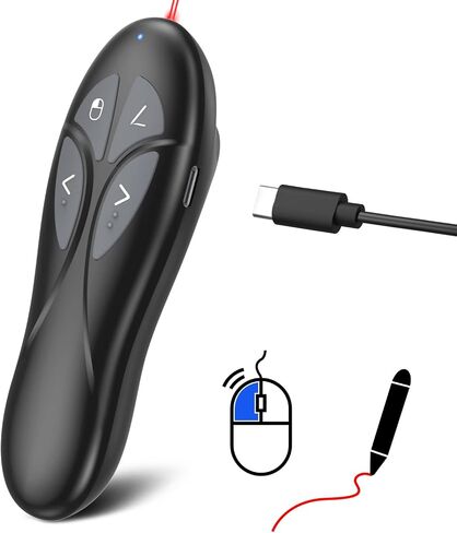 Presentation Clicker PowerPoint Wireless Presenter Remote: USB Type C Rechargeable Red Laser Pointer Clickers for Computer Project Mac Power Point PPT Slideshow Google Slide Advancer in Saudi Arabia