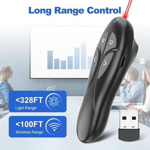 Presentation Clicker PowerPoint Wireless Presenter Remote: USB Type C Rechargeable Red Laser Pointer Clickers for Computer Project Mac Power Point PPT Slideshow Google Slide Advancer in Saudi Arabia