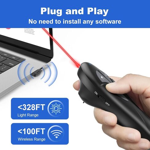 Presentation Clicker PowerPoint Wireless Presenter Remote: USB Type C Rechargeable Red Laser Pointer Clickers for Computer Project Mac Power Point PPT Slideshow Google Slide Advancer in Saudi Arabia
