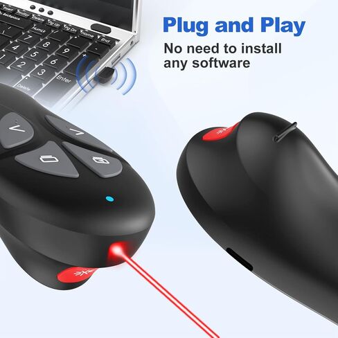 Presentation Clicker PowerPoint Wireless Presenter Remote: USB Type C Rechargeable Red Laser Pointer Clickers for Computer Project Mac Power Point PPT Slideshow Google Slide Advancer in Saudi Arabia