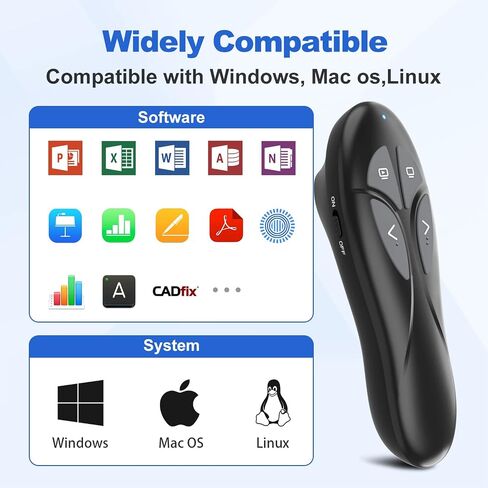 Presentation Clicker PowerPoint Wireless Presenter Remote: USB Type C Rechargeable Red Laser Pointer Clickers for Computer Project Mac Power Point PPT Slideshow Google Slide Advancer in Saudi Arabia
