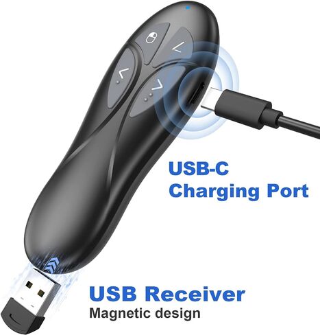 Presentation Clicker PowerPoint Wireless Presenter Remote: USB Type C Rechargeable Red Laser Pointer Clickers for Computer Project Mac Power Point PPT Slideshow Google Slide Advancer in Saudi Arabia