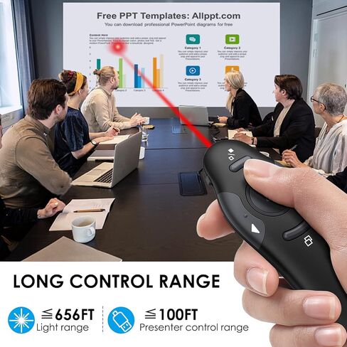 Presentation Clicker with Bright Red Laser Pointer, 164FT Wireless Presenter Remote PowerPoint Clicker Slide Advancer for Teachers Classroom in Kuwait