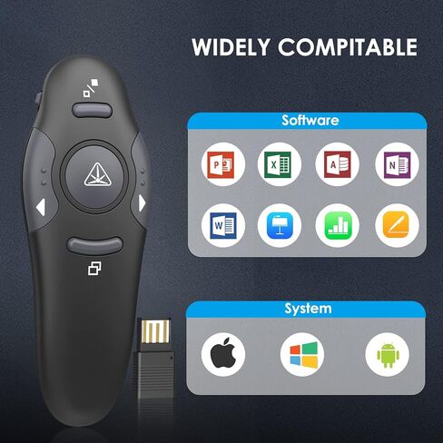 Presentation Clicker with Bright Red Laser Pointer, 164FT Wireless Presenter Remote PowerPoint Clicker Slide Advancer for Teachers Classroom in Kuwait