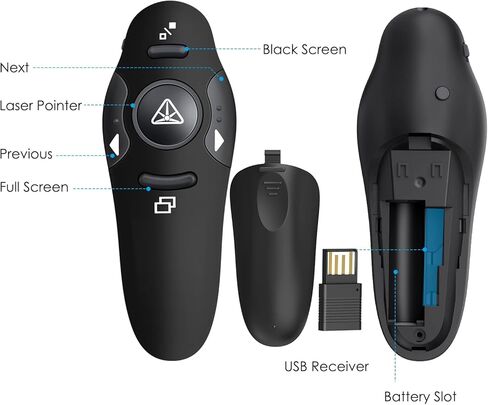 Presentation Clicker with Bright Red Laser Pointer, 164FT Wireless Presenter Remote PowerPoint Clicker Slide Advancer for Teachers Classroom in Kuwait
