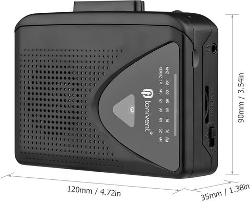 مشغل شريط كاسيت Sunydog، TON009 مشغل كاسيت محمول AM/FM راديو إيقاف تلقائي صغير مشغل شريط ستيريو مع مقبس سماعة أذن 3.5 مم حجم قابل للتعديل للسفر المنزلي والمدرسة in Kuwait
