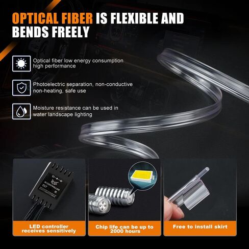 شريط إضاءة LED للسيارة، مصابيح داخلية RGB للسيارة، 5 في 1 مع ألياف بصرية 236.22 بوصة، مجموعات إضاءة داخلية محيطة متعددة الألوان، وضع DIY ووضع الموسيقى، وظيفة الصوت النشطة in Kuwait