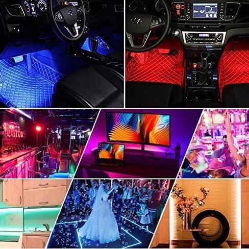 4 قطع 48 مصباح LED داخلي USB، مصابيح شريط LED للسيارة، شريط إضاءة للسيارة متعدد الألوان تحت لوحة القيادة مع وظيفة الصوت النشطة وجهاز التحكم عن بعد، تيار مستمر 5 فولت in Kuwait