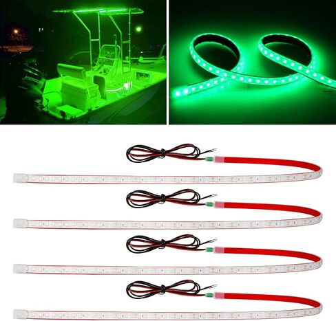 DUOFU365 أضواء شريط LED أخضر، شريط إضاءة داخلي 24 بوصة 12 فولت IP68 مقاوم للماء قابل للقطع للسيارة والدراجات النارية والقوارب وعربة الجولف والشاحنة وديكور المنزل مع شريط نانو قوي (4 قطع) in Kuwait