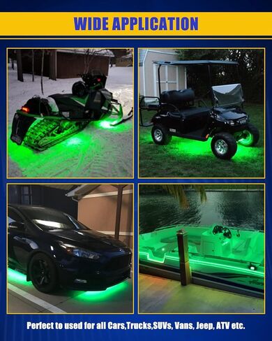 DUOFU365 أضواء شريط LED أخضر، شريط إضاءة داخلي 24 بوصة 12 فولت IP68 مقاوم للماء قابل للقطع للسيارة والدراجات النارية والقوارب وعربة الجولف والشاحنة وديكور المنزل مع شريط نانو قوي (4 قطع) in Kuwait