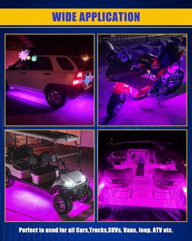 DUOFU365 أضواء شريط LED أخضر، شريط إضاءة داخلي 24 بوصة 12 فولت IP68 مقاوم للماء قابل للقطع للسيارة والدراجات النارية والقوارب وعربة الجولف والشاحنة وديكور المنزل مع شريط نانو قوي (4 قطع) in Kuwait