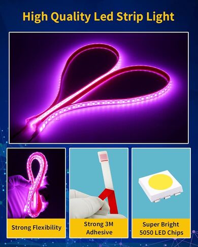 DUOFU365 أضواء شريط LED أخضر، شريط إضاءة داخلي 24 بوصة 12 فولت IP68 مقاوم للماء قابل للقطع للسيارة والدراجات النارية والقوارب وعربة الجولف والشاحنة وديكور المنزل مع شريط نانو قوي (4 قطع) in Kuwait