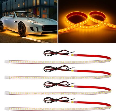 DUOFU365 أضواء شريط LED أخضر، شريط إضاءة داخلي 24 بوصة 12 فولت IP68 مقاوم للماء قابل للقطع للسيارة والدراجات النارية والقوارب وعربة الجولف والشاحنة وديكور المنزل مع شريط نانو قوي (4 قطع) in Kuwait