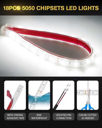 YONGMING 12v Car Led Lights Exterior, Golf Cart Led Lights Underbody,Flexible Drl Led Strip,12.6" 18 Led For Car,Motorcycles,Underbody,RV Boat,Pickup，4PCS in Saudi Arabia