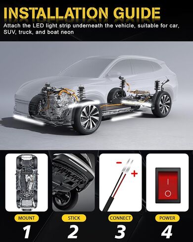YONGMING 12v Car Led Lights Exterior, Golf Cart Led Lights Underbody,Flexible Drl Led Strip,12.6" 18 Led For Car,Motorcycles,Underbody,RV Boat,Pickup，4PCS in Saudi Arabia